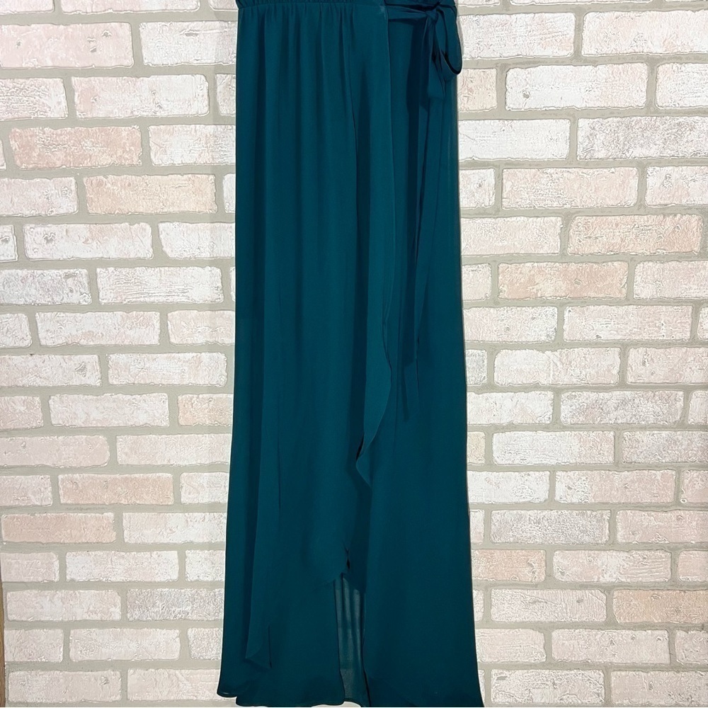 Show Me Your MuMu Sophia Wrap Dress in Deep Jade Chiffon Size XS - Picture 5 of 12
